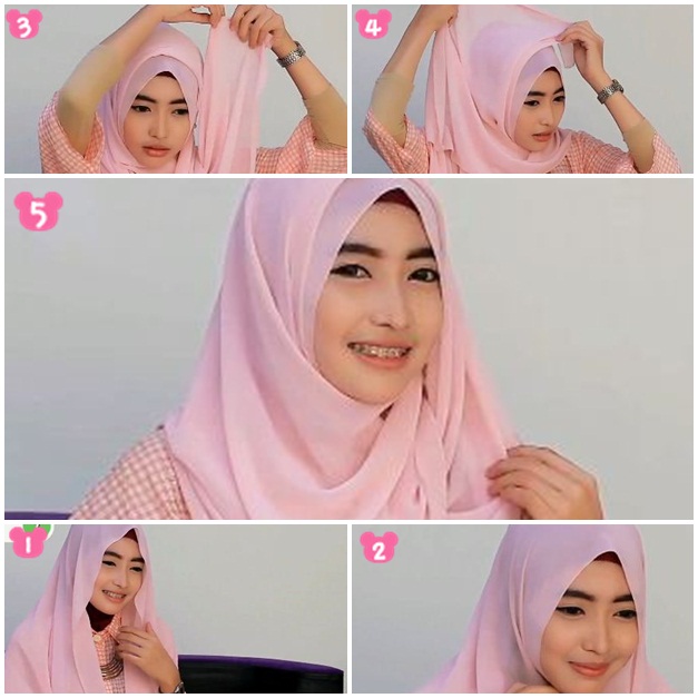 Tutorial Hijab Pashmina Sifon Simple untuk Wajah Bulat